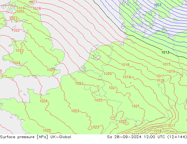 Surface pressure UK-Global Sa 28.09.2024 12 UTC