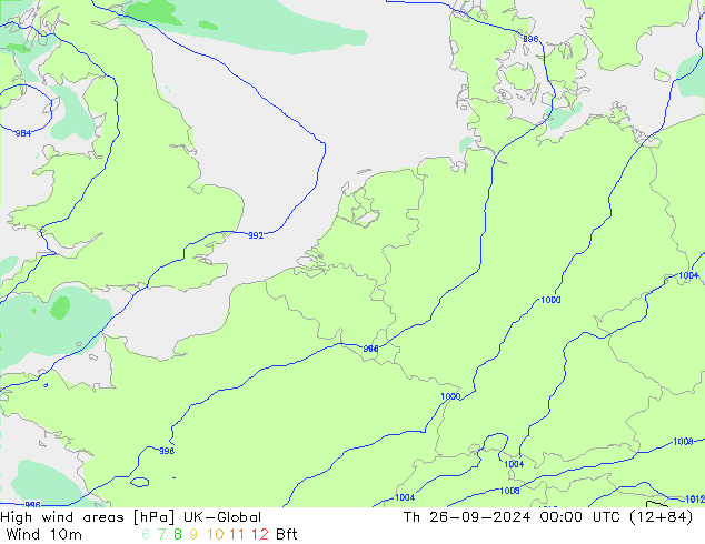 High wind areas UK-Global  26.09.2024 00 UTC