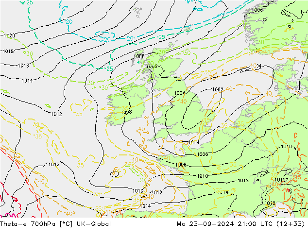 Theta-e 700hPa UK-Global Seg 23.09.2024 21 UTC