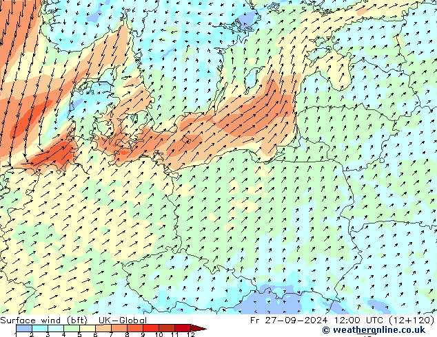 ве�Bе�@ 10 m (bft) UK-Global пт 27.09.2024 12 UTC