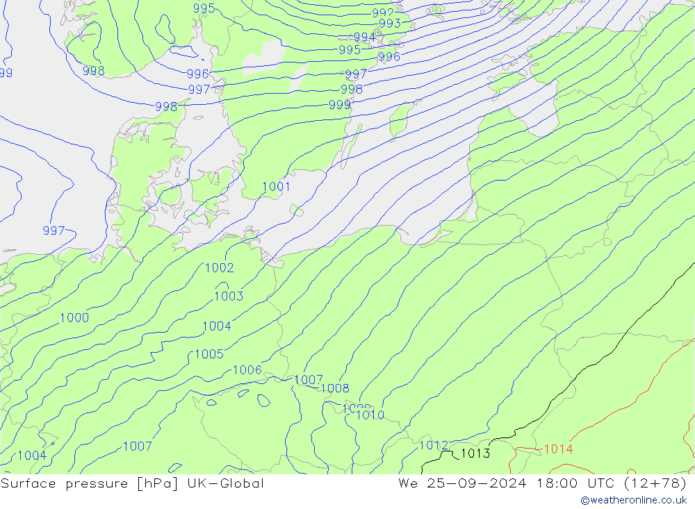приземное давление UK-Global ср 25.09.2024 18 UTC