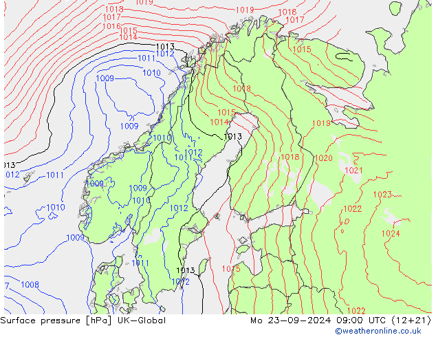 приземное давление UK-Global пн 23.09.2024 09 UTC