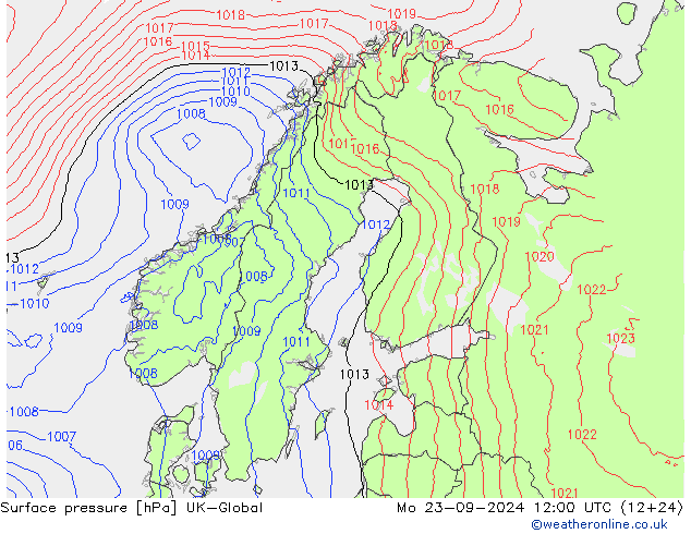 Atmosférický tlak UK-Global Po 23.09.2024 12 UTC