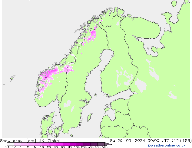 Snow accu. UK-Global  29.09.2024 00 UTC