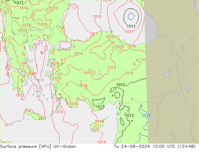 pression de l'air UK-Global mar 24.09.2024 12 UTC