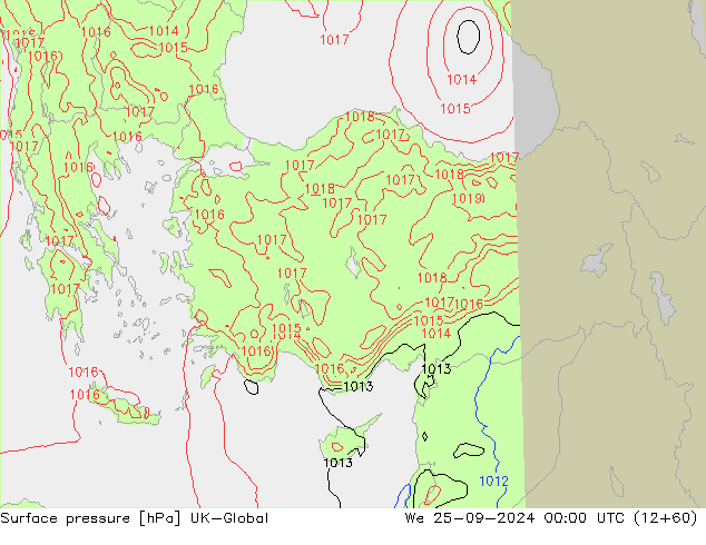 Surface pressure UK-Global We 25.09.2024 00 UTC