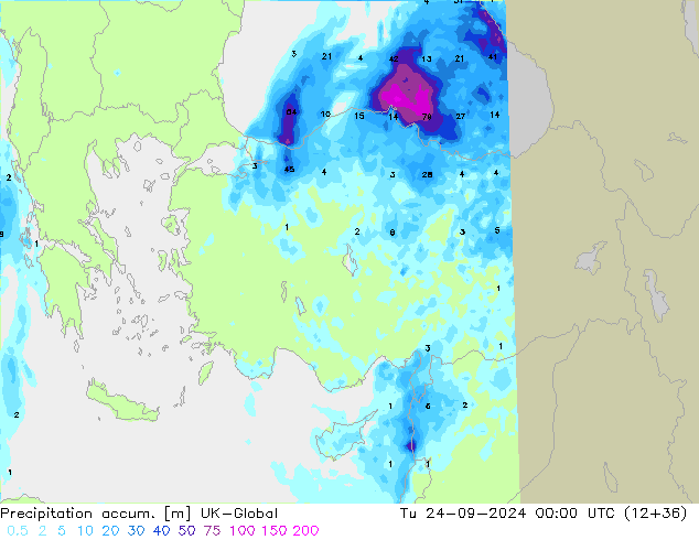 Precipitation accum. UK-Global Tu 24.09.2024 00 UTC