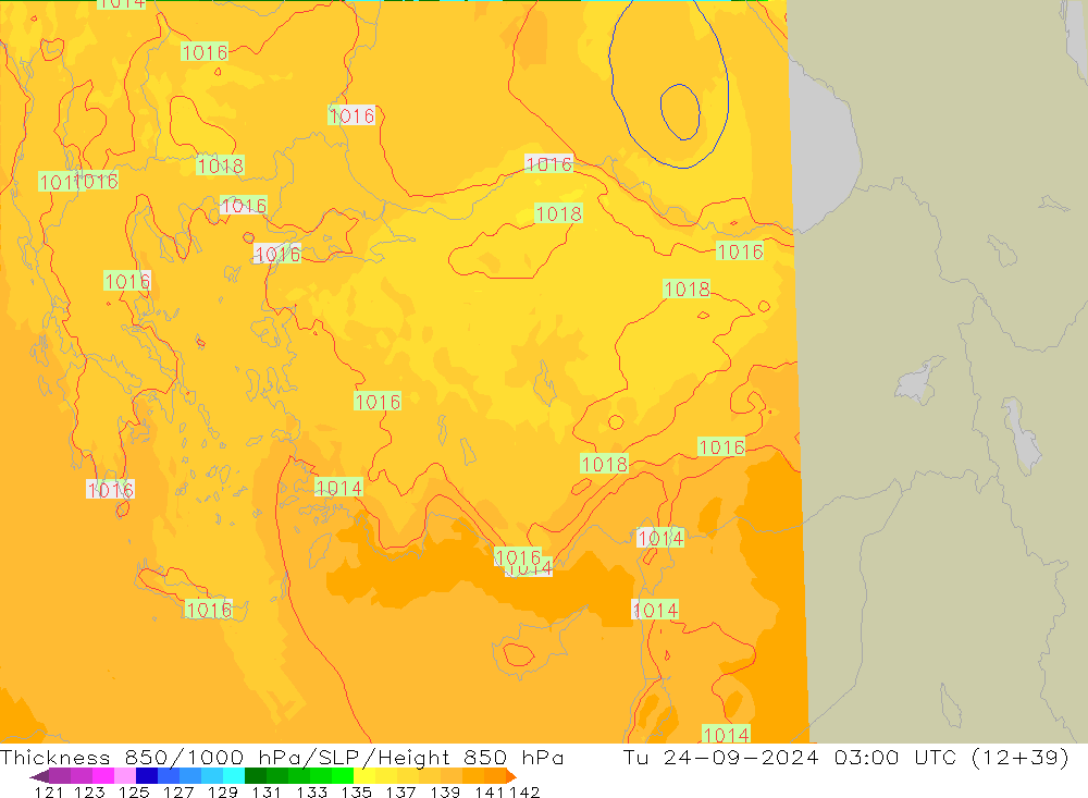 Thck 850-1000 hPa UK-Global mar 24.09.2024 03 UTC