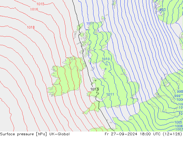 Presión superficial UK-Global vie 27.09.2024 18 UTC