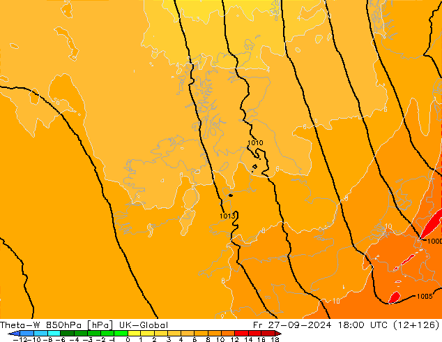 Theta-W 850hPa UK-Global ven 27.09.2024 18 UTC