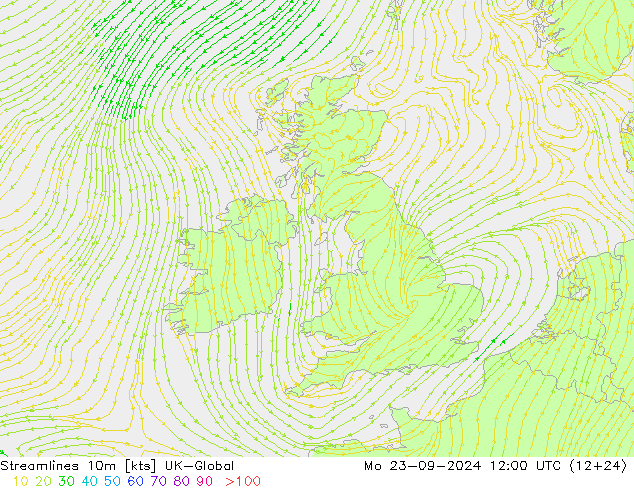 Streamlines 10m UK-Global Mo 23.09.2024 12 UTC