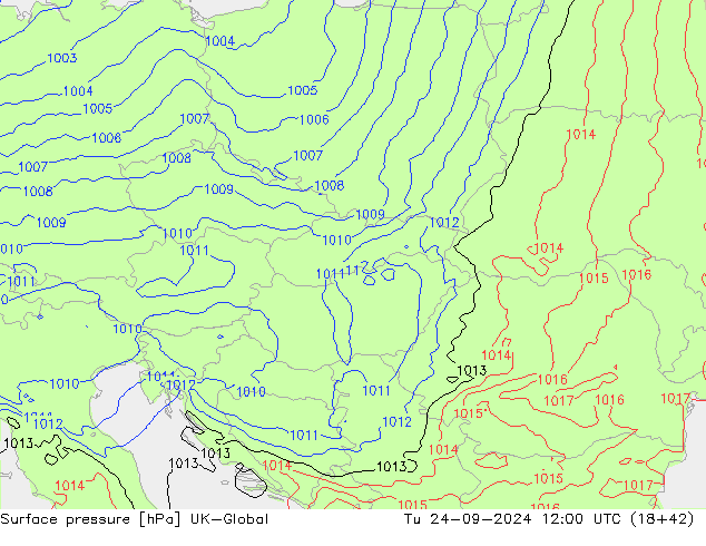 pression de l'air UK-Global mar 24.09.2024 12 UTC