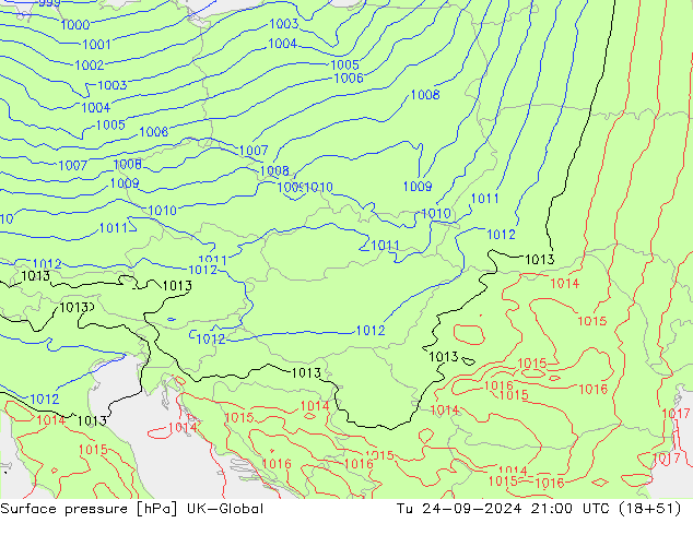 pression de l'air UK-Global mar 24.09.2024 21 UTC