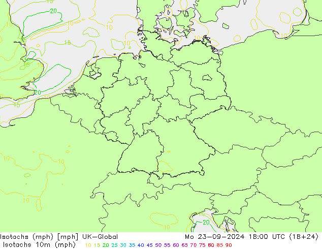 Eşrüzgar Hızları mph UK-Global Pzt 23.09.2024 18 UTC