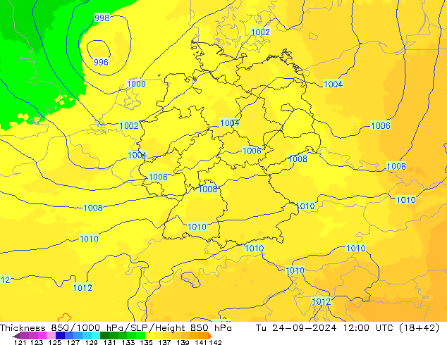 Thck 850-1000 hPa UK-Global Ter 24.09.2024 12 UTC