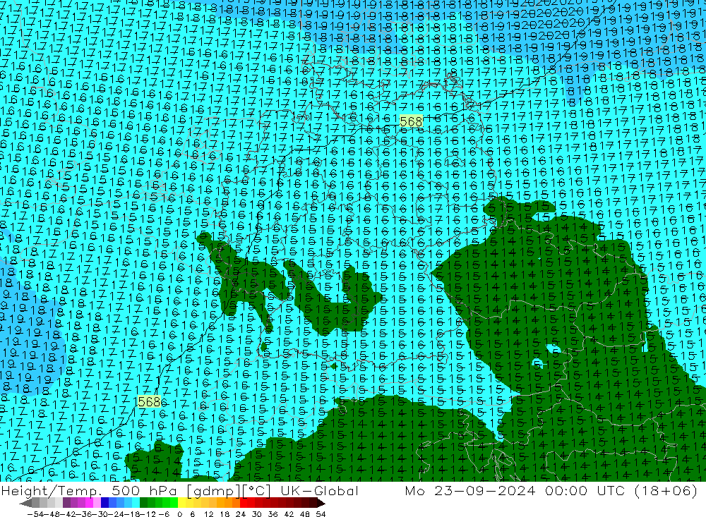 Géop./Temp. 500 hPa UK-Global lun 23.09.2024 00 UTC