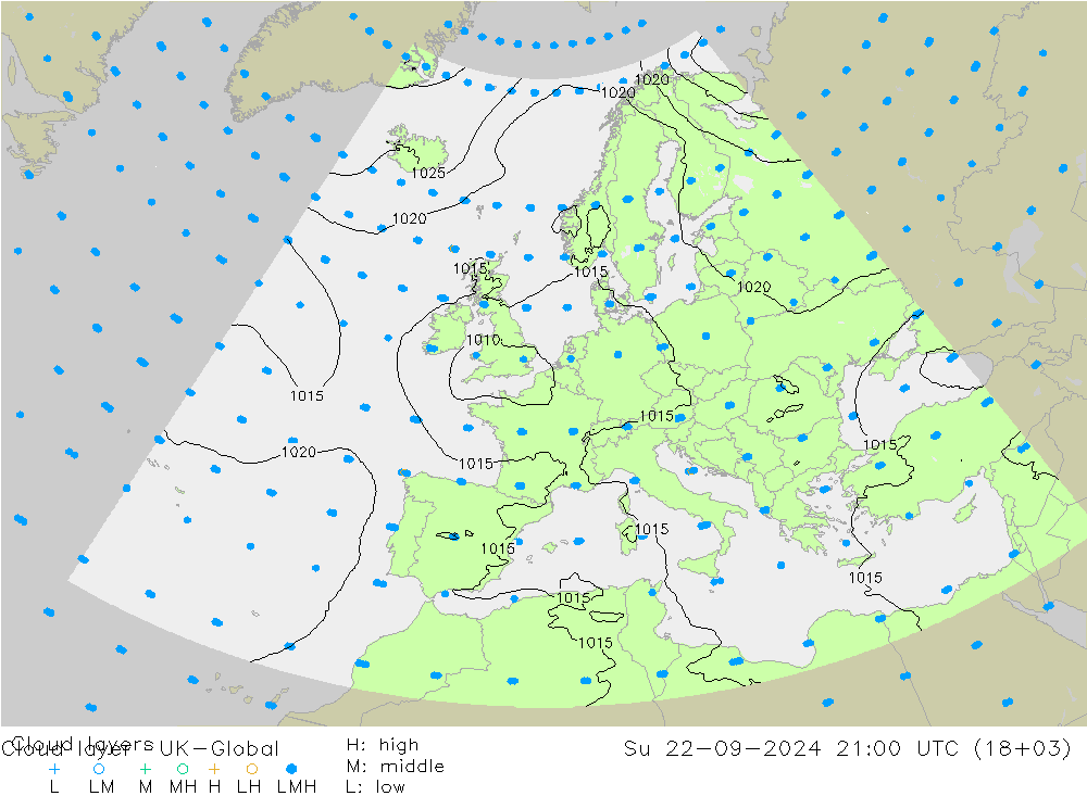 Wolkenlagen UK-Global zo 22.09.2024 21 UTC