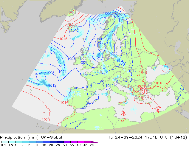 Srážky UK-Global Út 24.09.2024 18 UTC