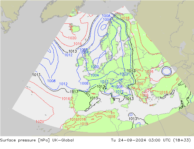 Surface pressure UK-Global Tu 24.09.2024 03 UTC