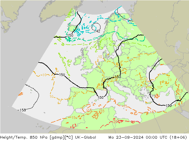 Height/Temp. 850 гПа UK-Global пн 23.09.2024 00 UTC