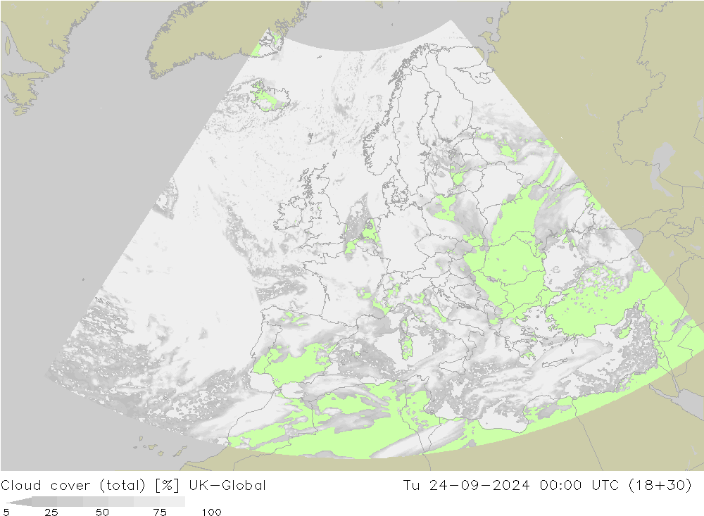 Wolken (gesamt) UK-Global Di 24.09.2024 00 UTC