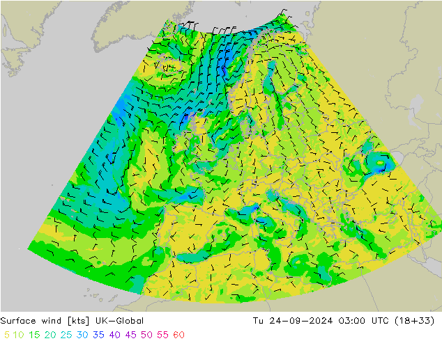 Vent 10 m UK-Global mar 24.09.2024 03 UTC