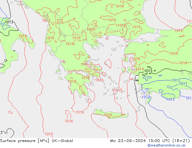 Surface pressure UK-Global Mo 23.09.2024 15 UTC