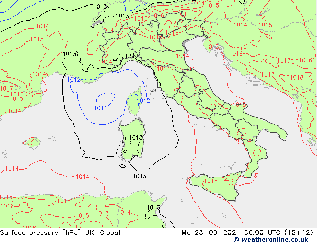 pressão do solo UK-Global Seg 23.09.2024 06 UTC