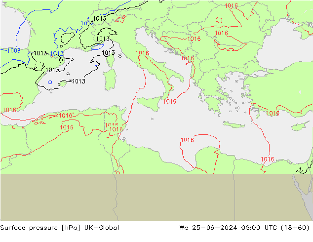 pression de l'air UK-Global mer 25.09.2024 06 UTC