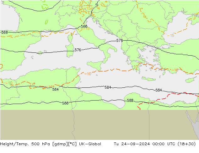 Height/Temp. 500 hPa UK-Global Tu 24.09.2024 00 UTC