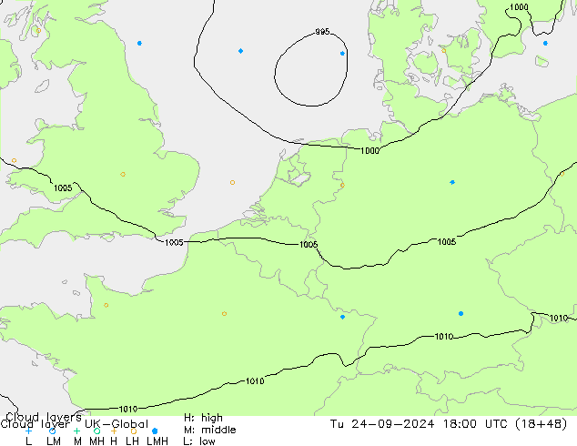 Wolkenschichten UK-Global Di 24.09.2024 18 UTC