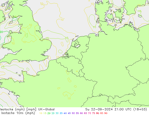 Izotacha (mph) UK-Global nie. 22.09.2024 21 UTC