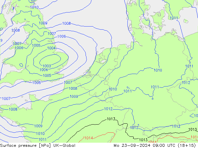 pression de l'air UK-Global lun 23.09.2024 09 UTC