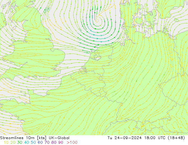 Streamlines 10m UK-Global Tu 24.09.2024 18 UTC