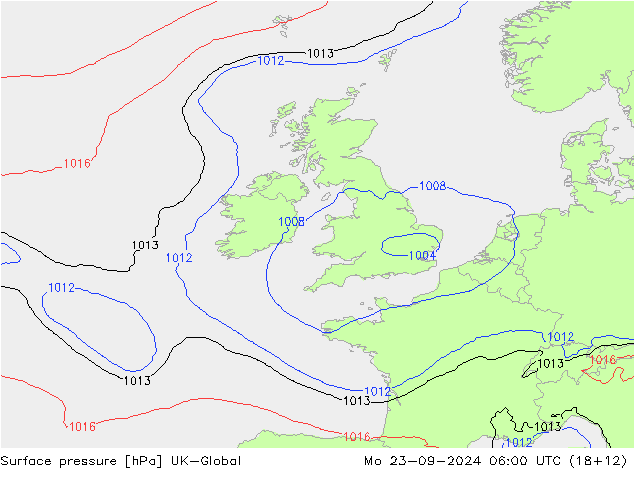 Surface pressure UK-Global Mo 23.09.2024 06 UTC