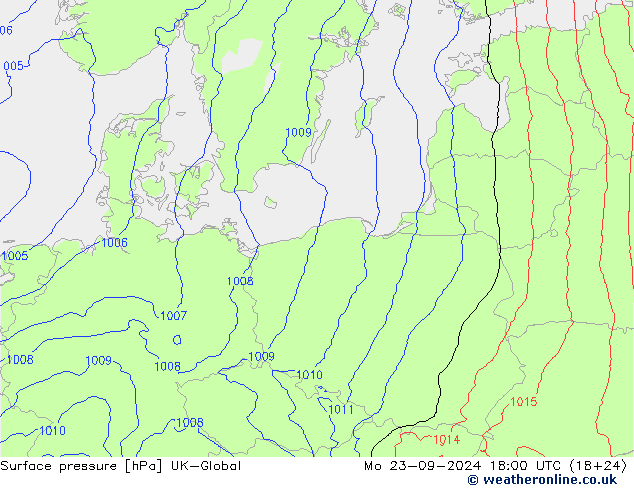 Presión superficial UK-Global lun 23.09.2024 18 UTC