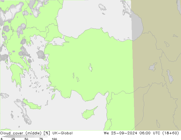 Cloud cover (middle) UK-Global We 25.09.2024 06 UTC