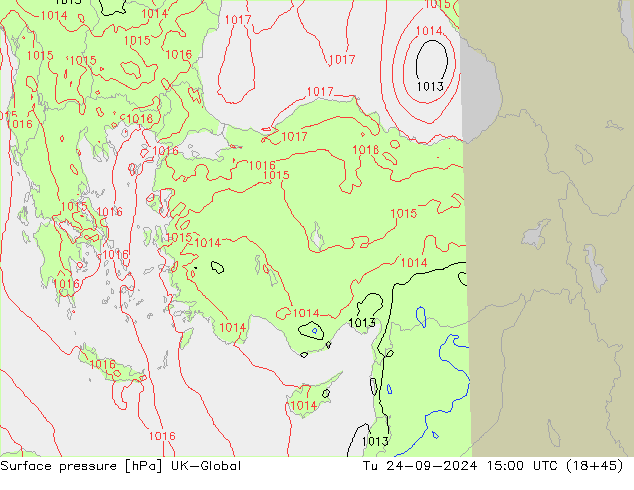 Pressione al suolo UK-Global mar 24.09.2024 15 UTC