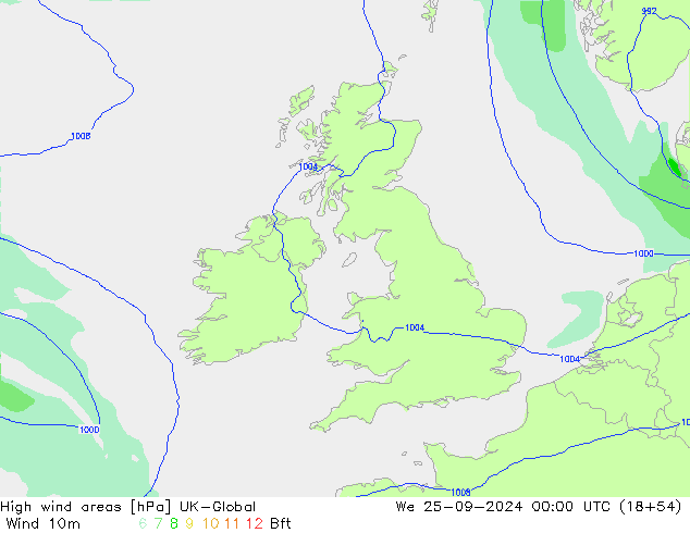 High wind areas UK-Global We 25.09.2024 00 UTC