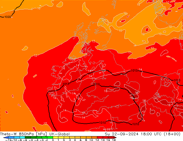 Theta-W 850hPa UK-Global dim 22.09.2024 18 UTC