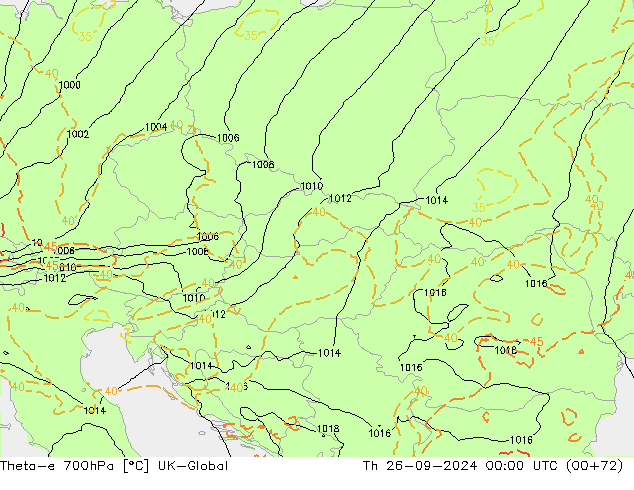 Theta-e 700гПа UK-Global чт 26.09.2024 00 UTC