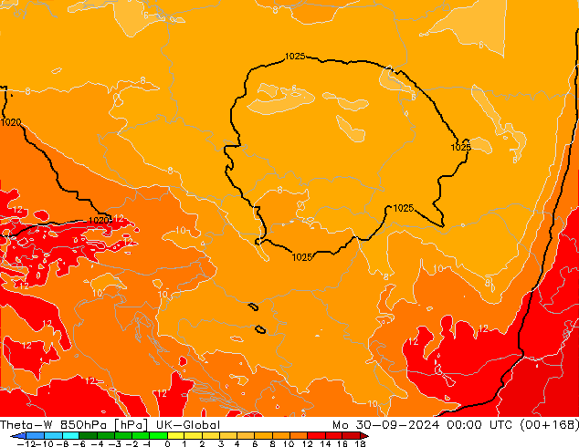 Theta-W 850hPa UK-Global Mo 30.09.2024 00 UTC