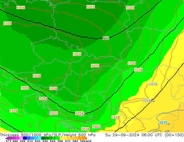 Thck 500-1000hPa UK-Global dim 29.09.2024 06 UTC