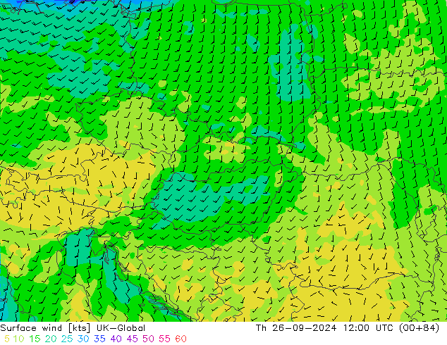 ветер 10 m UK-Global чт 26.09.2024 12 UTC