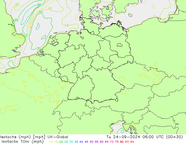 Isotachs (mph) UK-Global mar 24.09.2024 06 UTC