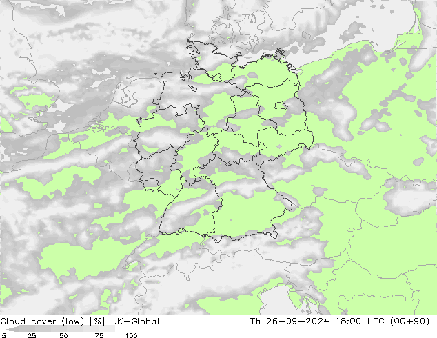 Bewolking (Laag) UK-Global do 26.09.2024 18 UTC