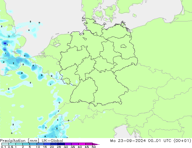 Niederschlag UK-Global Mo 23.09.2024 01 UTC