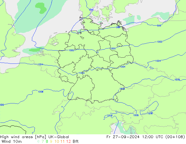 High wind areas UK-Global пт 27.09.2024 12 UTC