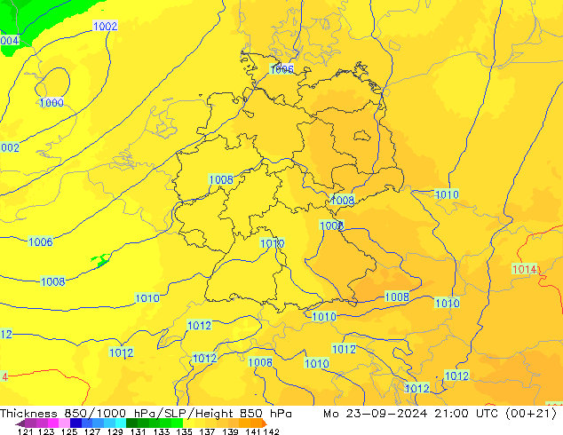 Schichtdicke 850-1000 hPa UK-Global Mo 23.09.2024 21 UTC