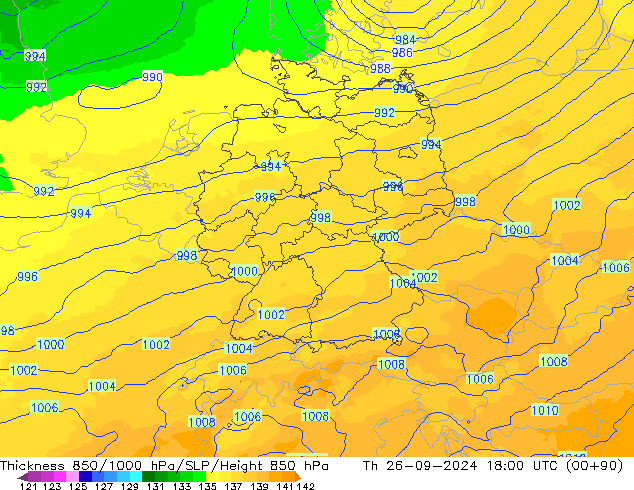 850-1000 hPa Kalınlığı UK-Global Per 26.09.2024 18 UTC